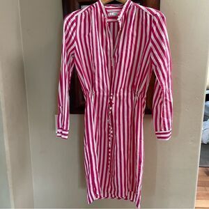 0039 Italy Striped Shirt Dress Small